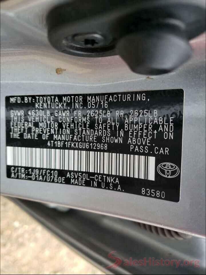 4T1BF1FKXGU612968 2016 TOYOTA CAMRY