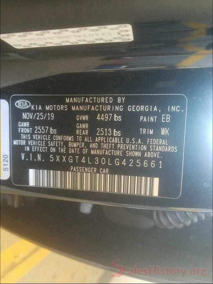 5XXGT4L30LG425661 2020 KIA OPTIMA