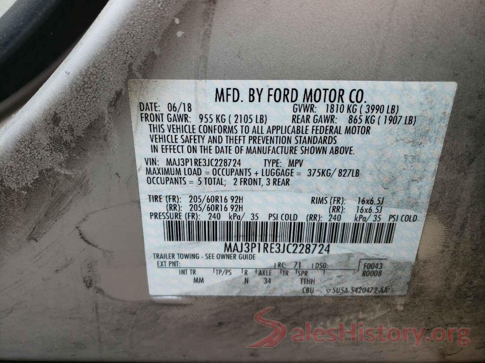 MAJ3P1RE3JC228724 2018 FORD ALL OTHER