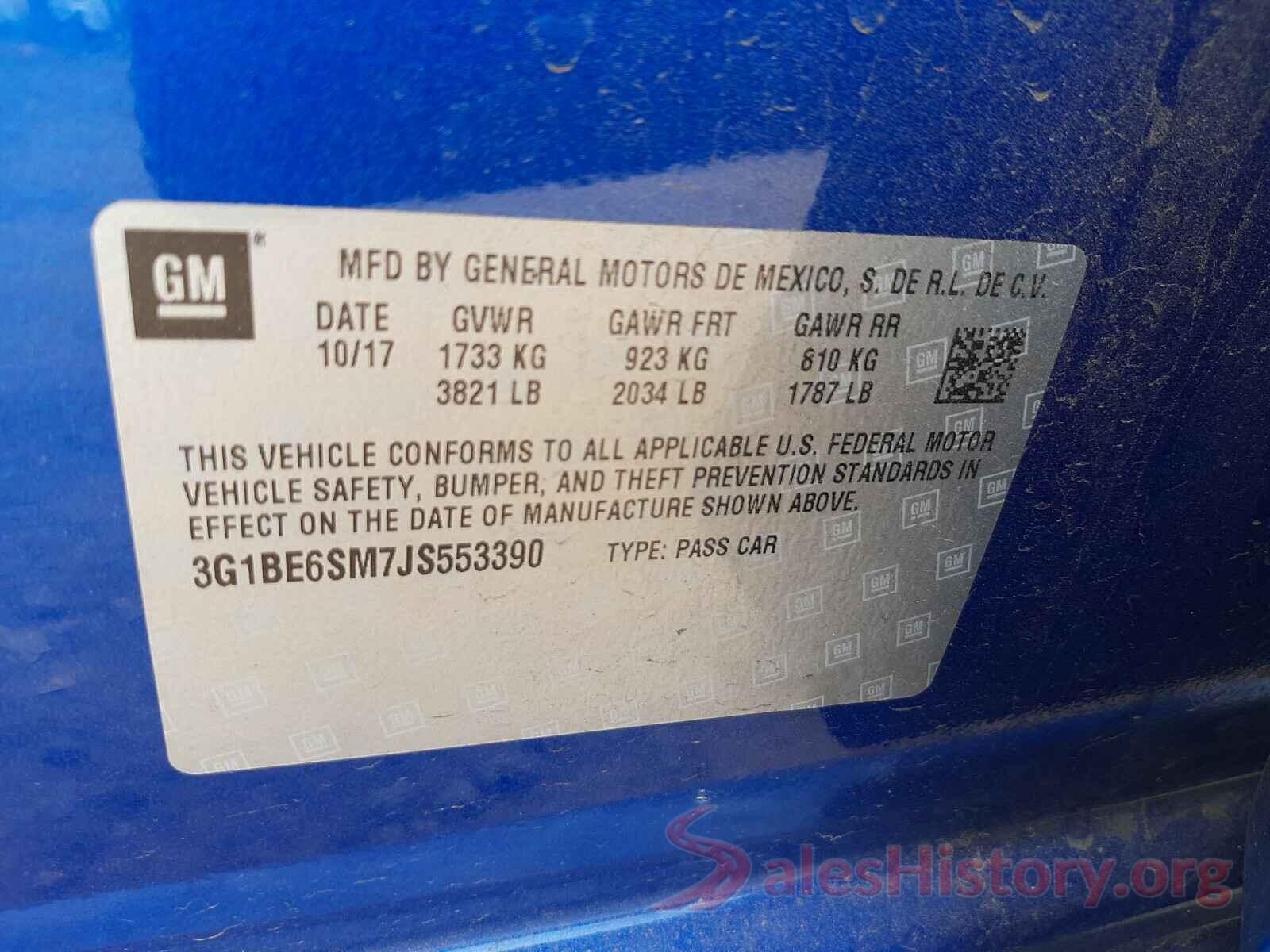 3G1BE6SM7JS553390 2018 CHEVROLET CRUZE