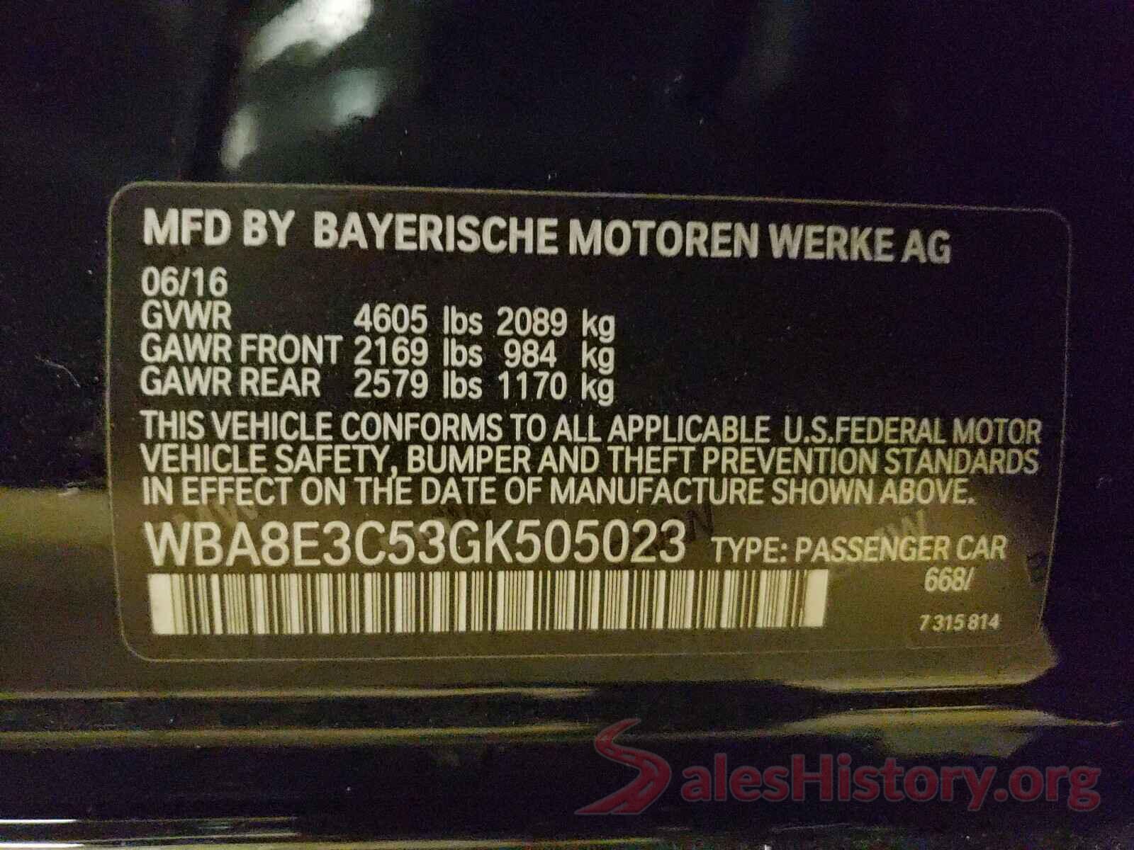 WBA8E3C53GK505023 2016 BMW 3 SERIES