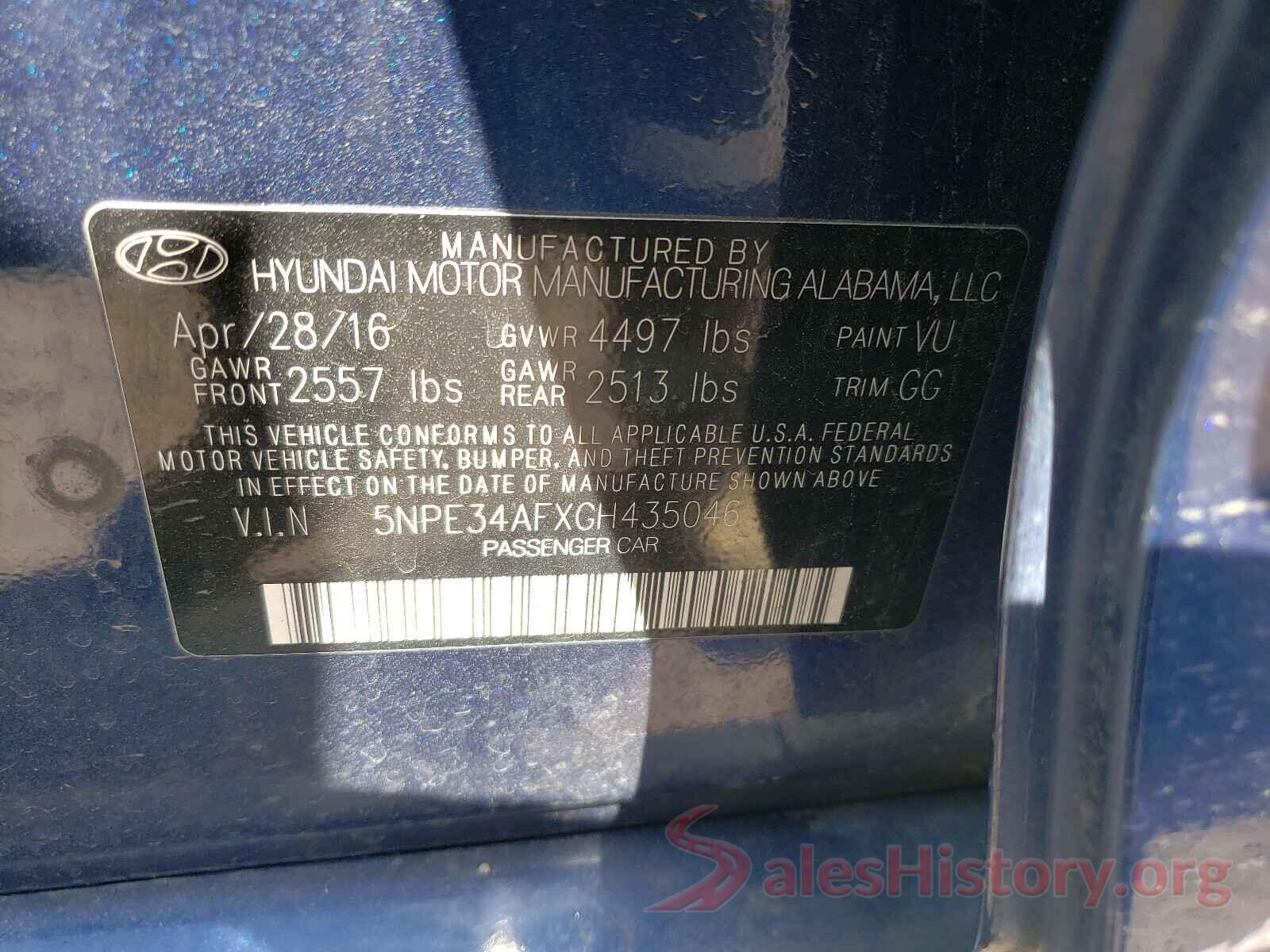 5NPE34AFXGH435046 2016 HYUNDAI SONATA