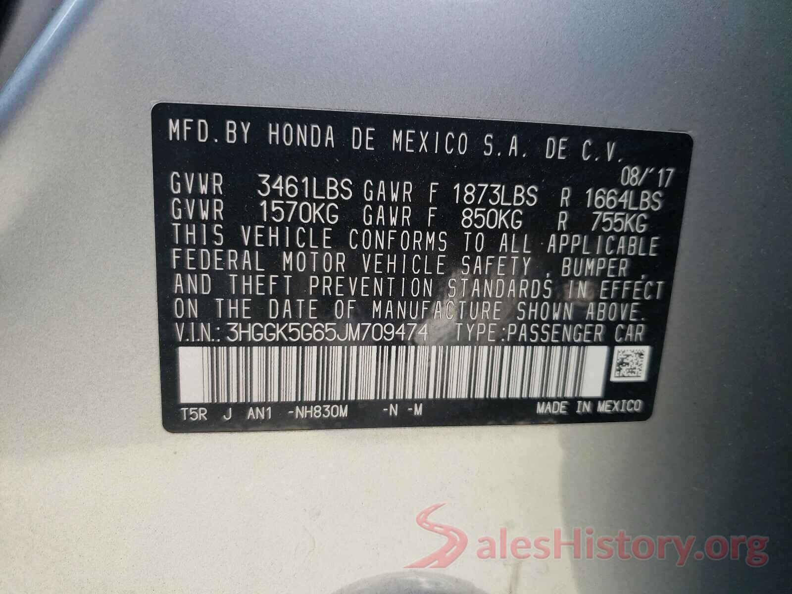 3HGGK5G65JM709474 2018 HONDA FIT