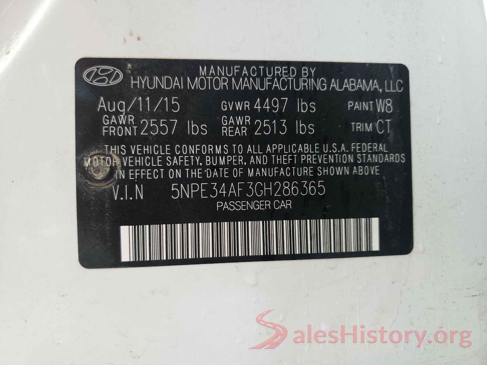 5NPE34AF3GH286365 2016 HYUNDAI SONATA