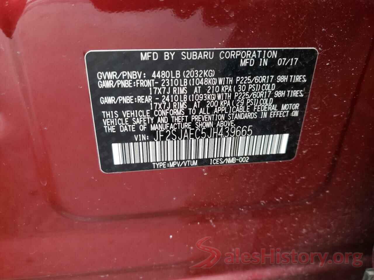 JF2SJAEC5JH439665 2018 SUBARU FORESTER