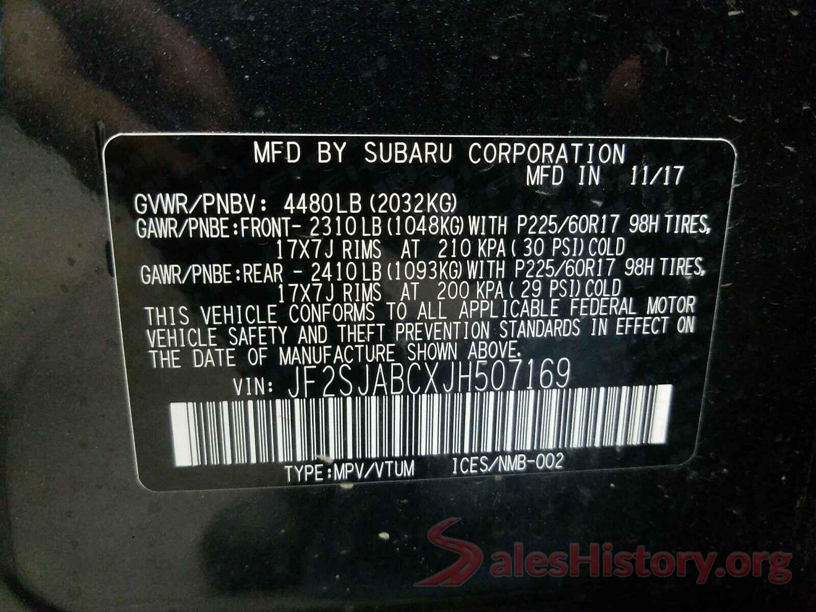 JF2SJABCXJH507169 2018 SUBARU FORESTER