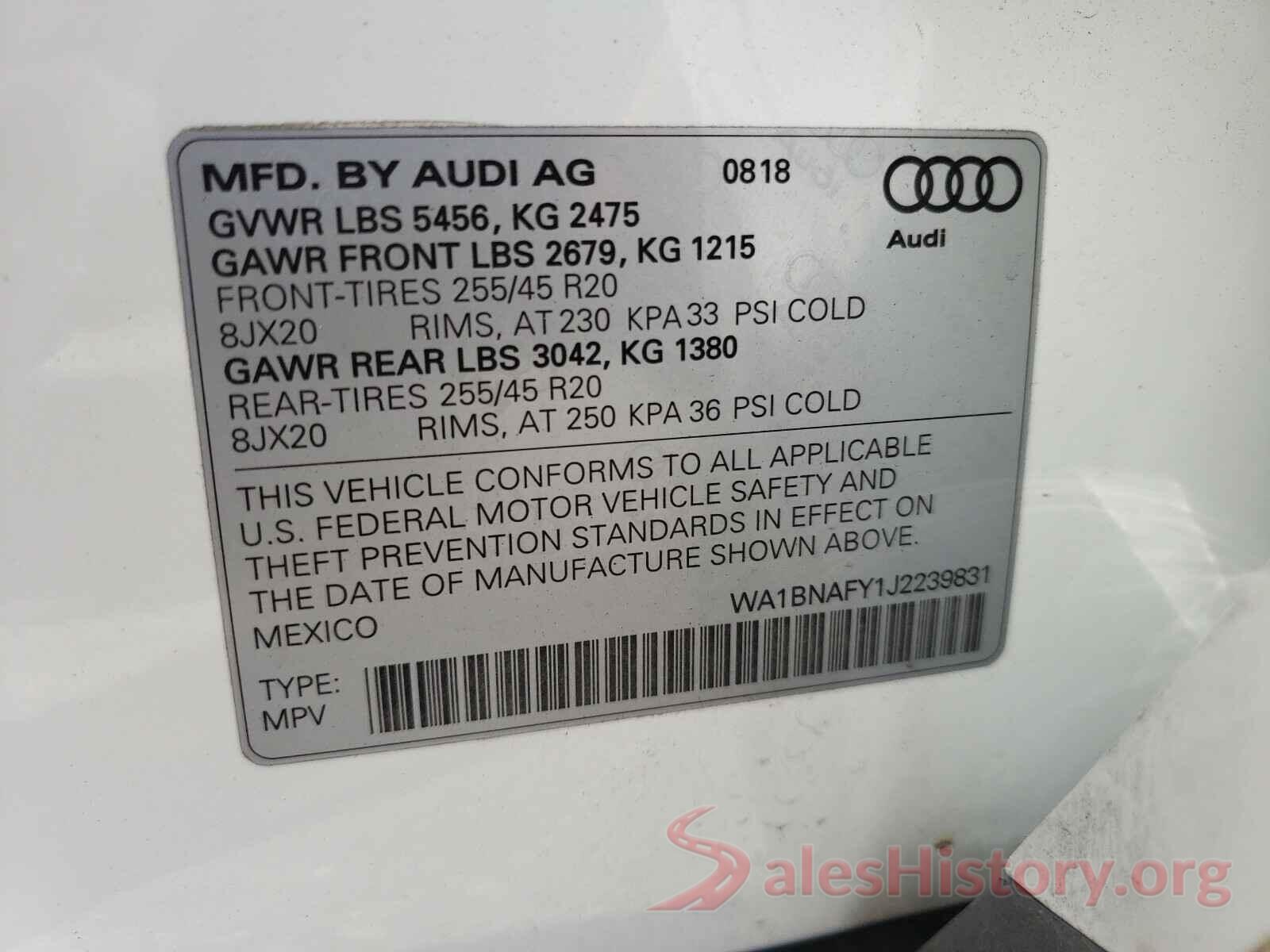 WA1BNAFY1J2239831 2018 AUDI Q5