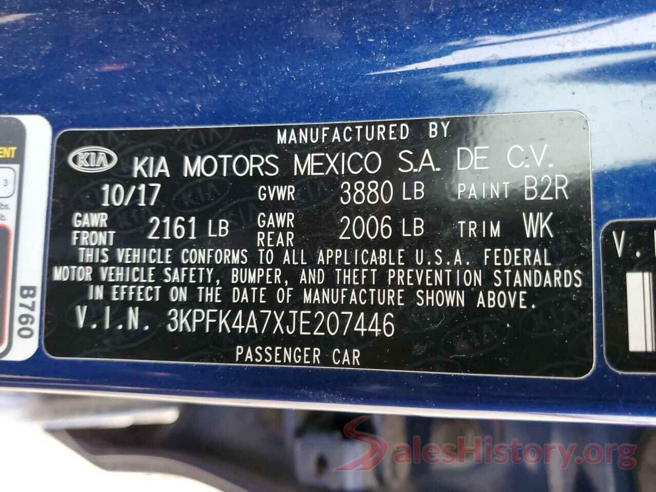 3KPFK4A7XJE207446 2018 KIA FORTE