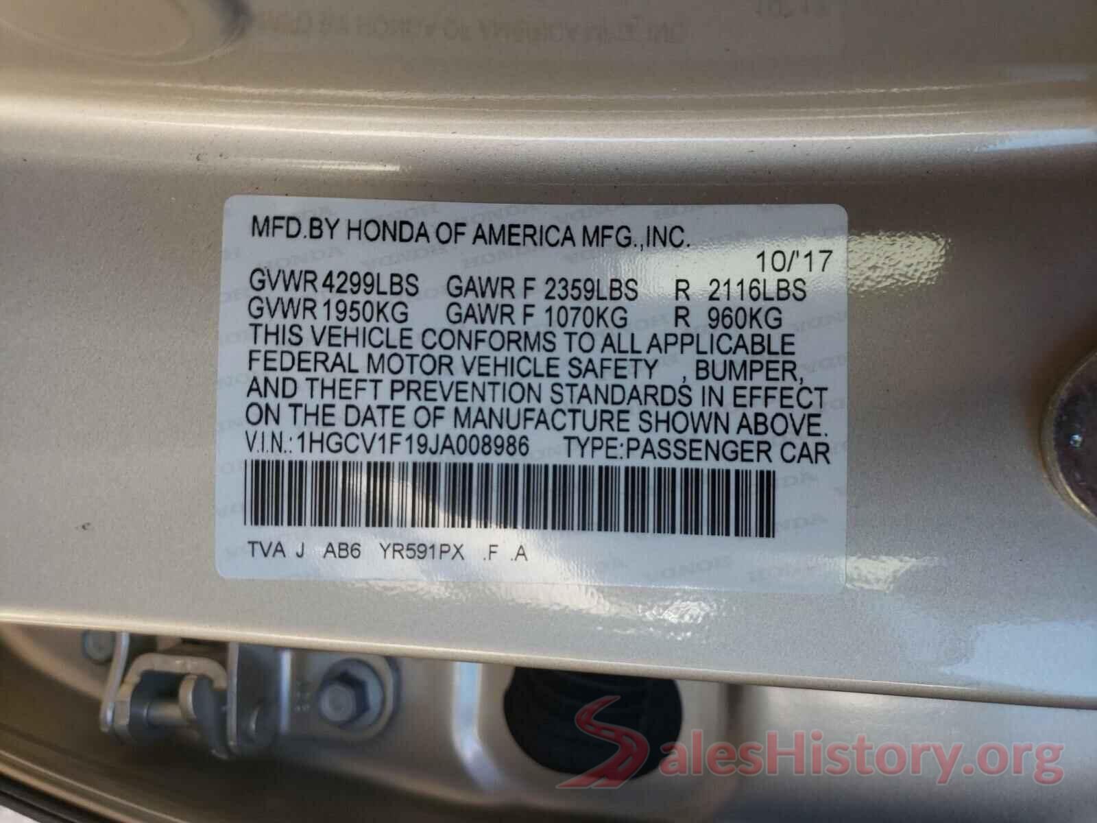 1HGCV1F19JA008986 2018 HONDA ACCORD