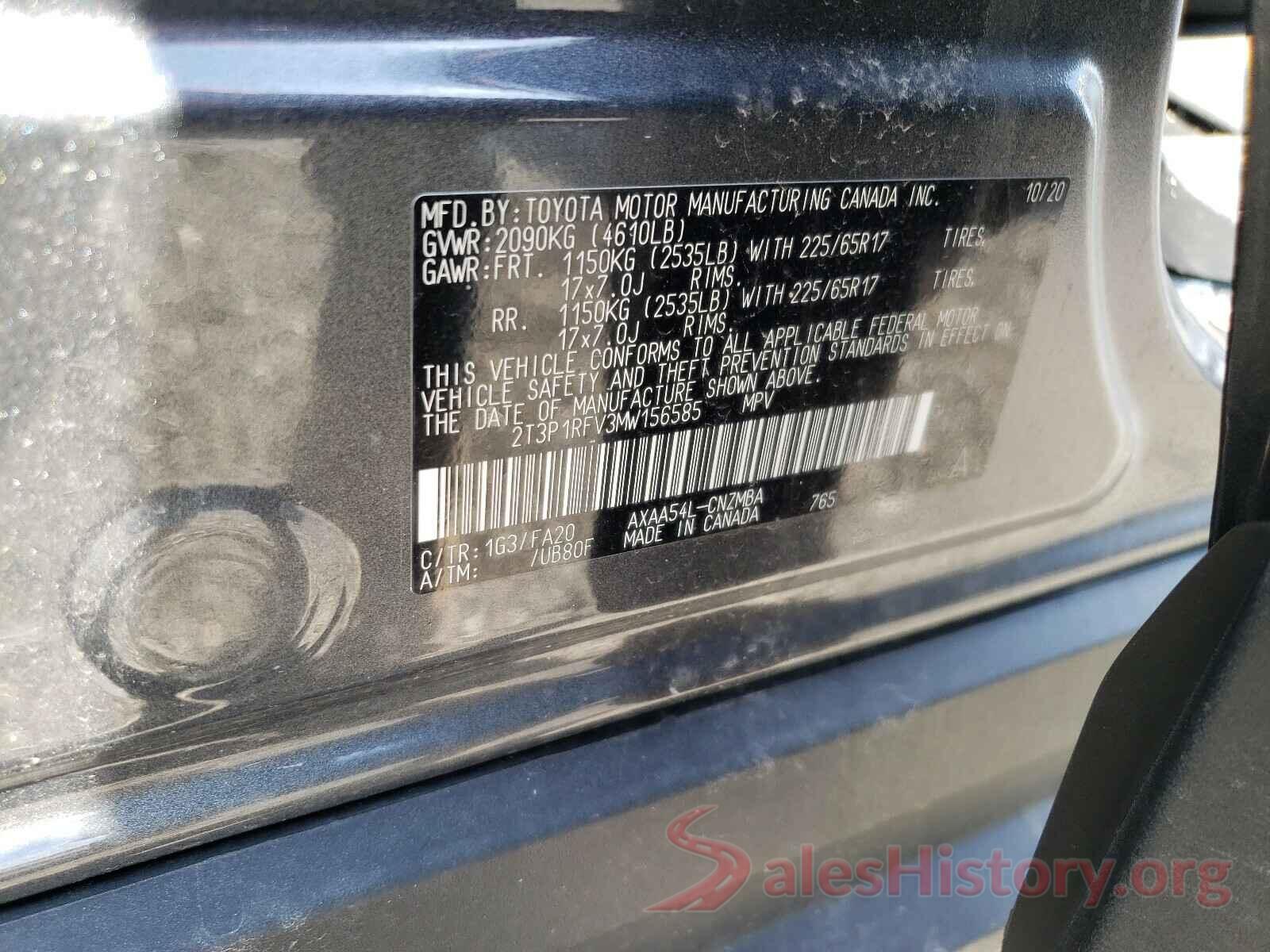 2T3P1RFV3MW156585 2021 TOYOTA RAV4