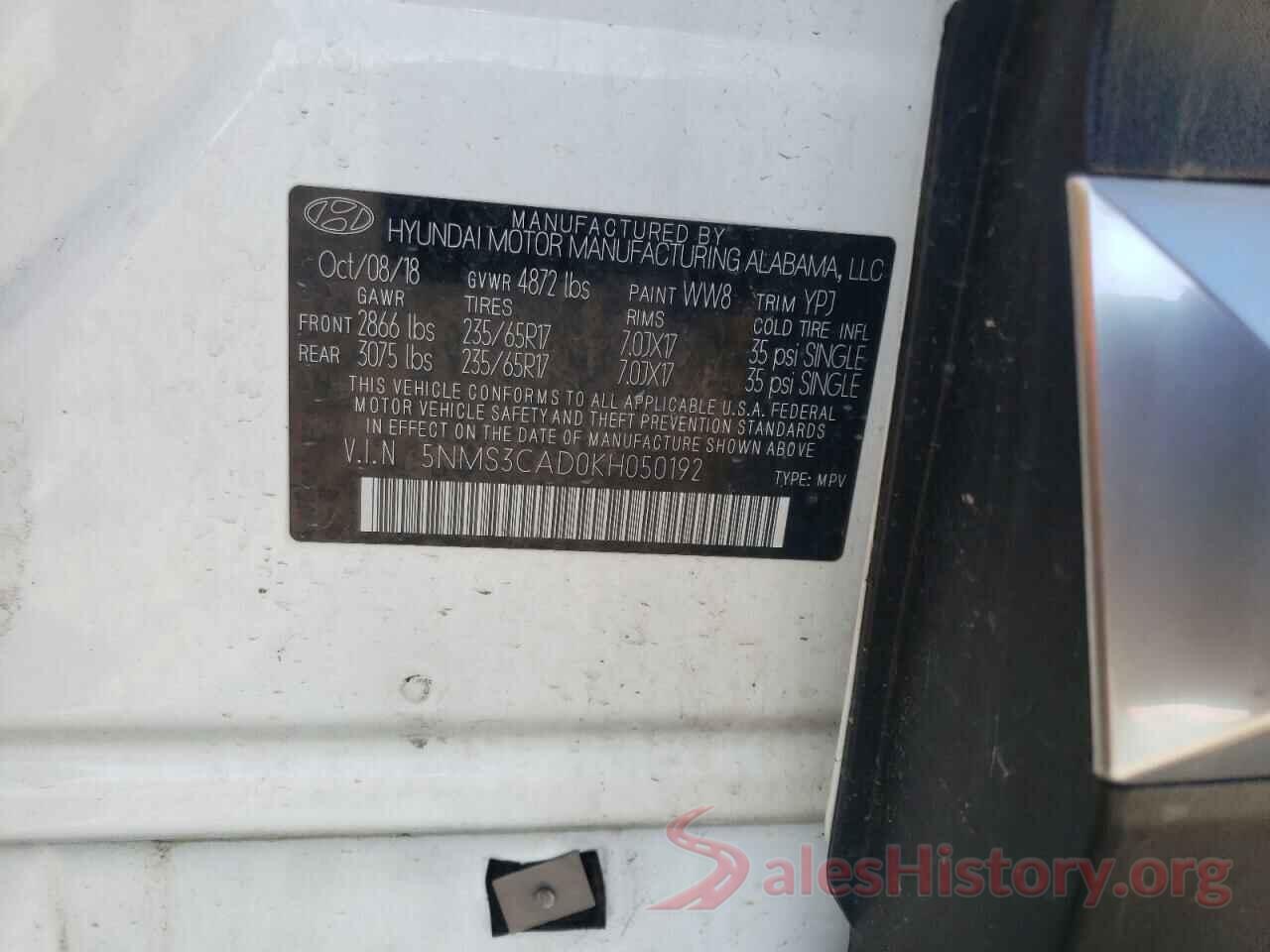 5NMS3CAD0KH050192 2019 HYUNDAI SANTA FE