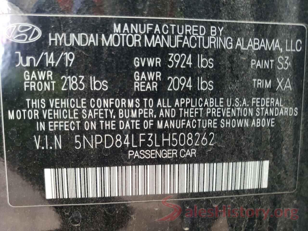 5NPD84LF3LH508262 2020 HYUNDAI ELANTRA