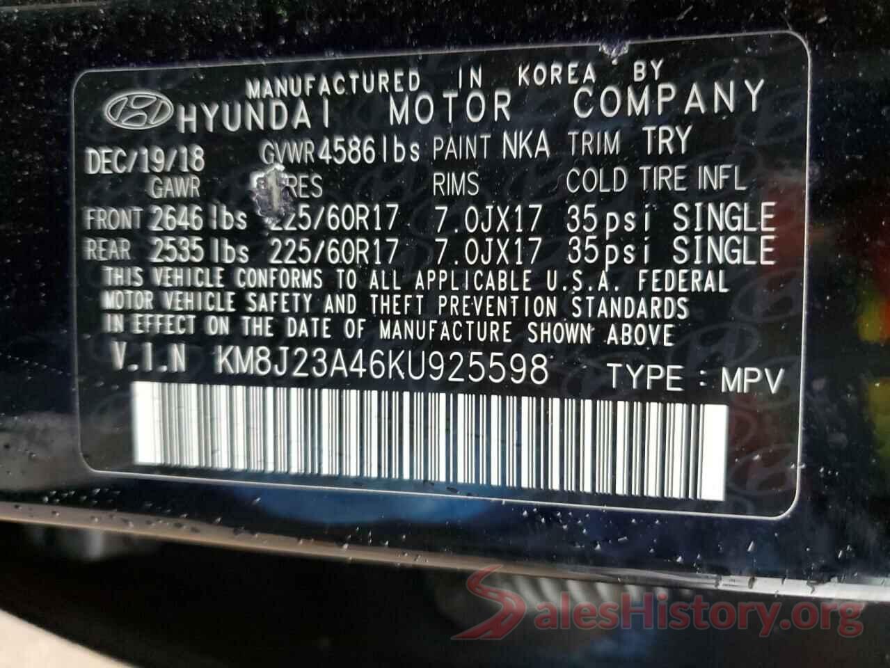 KM8J23A46KU925598 2019 HYUNDAI TUCSON