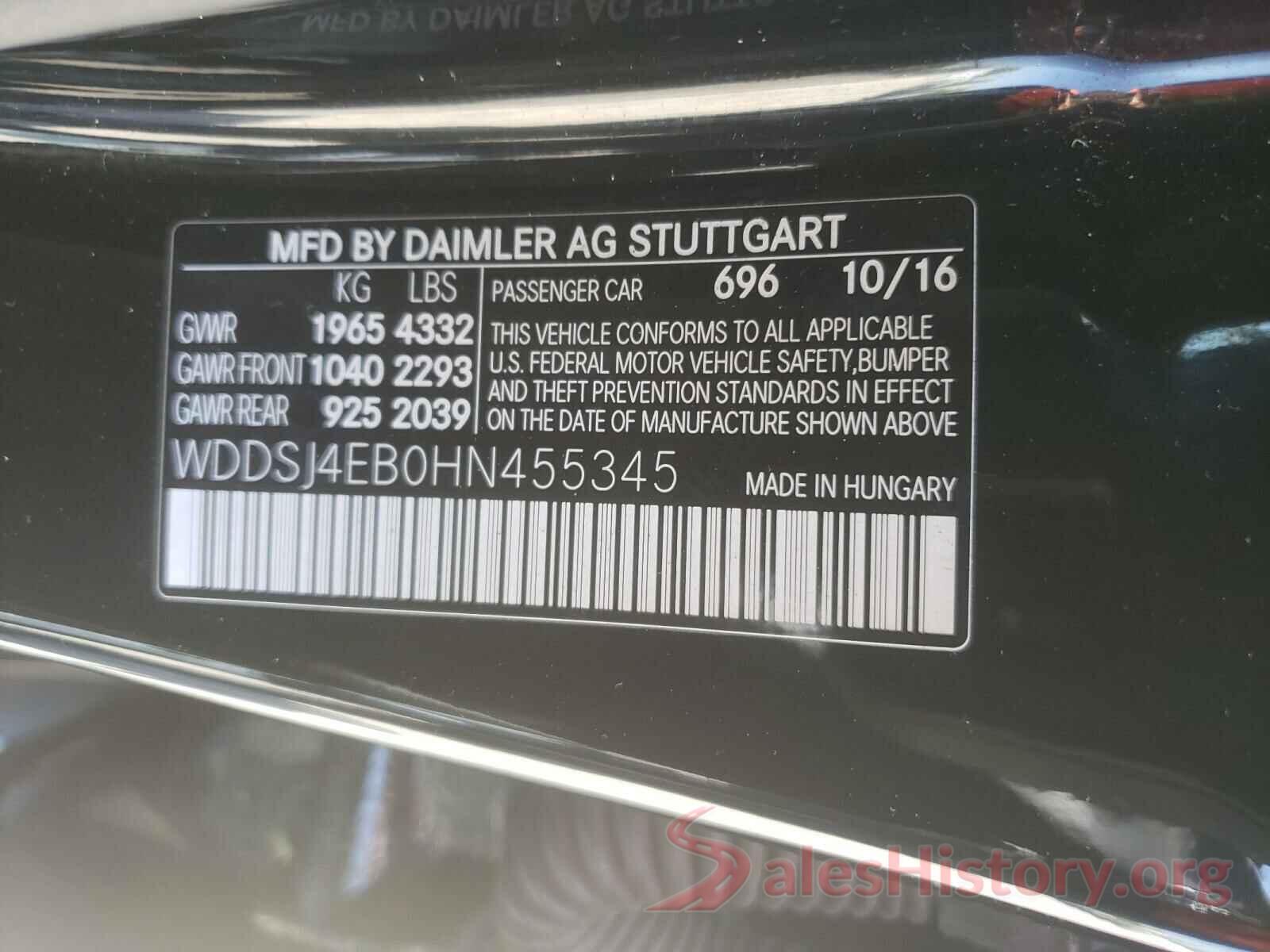 WDDSJ4EB0HN455345 2017 MERCEDES-BENZ C CLASS