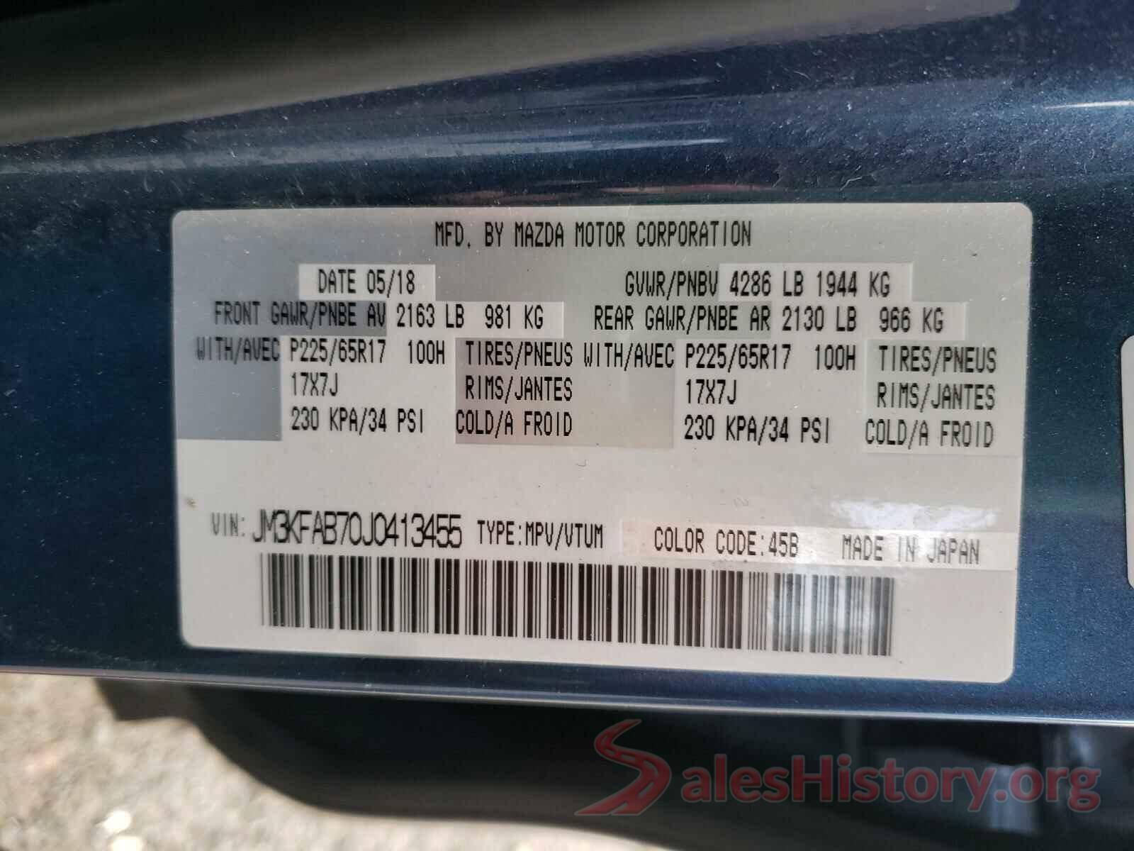 JM3KFAB70J0413455 2018 MAZDA CX-5