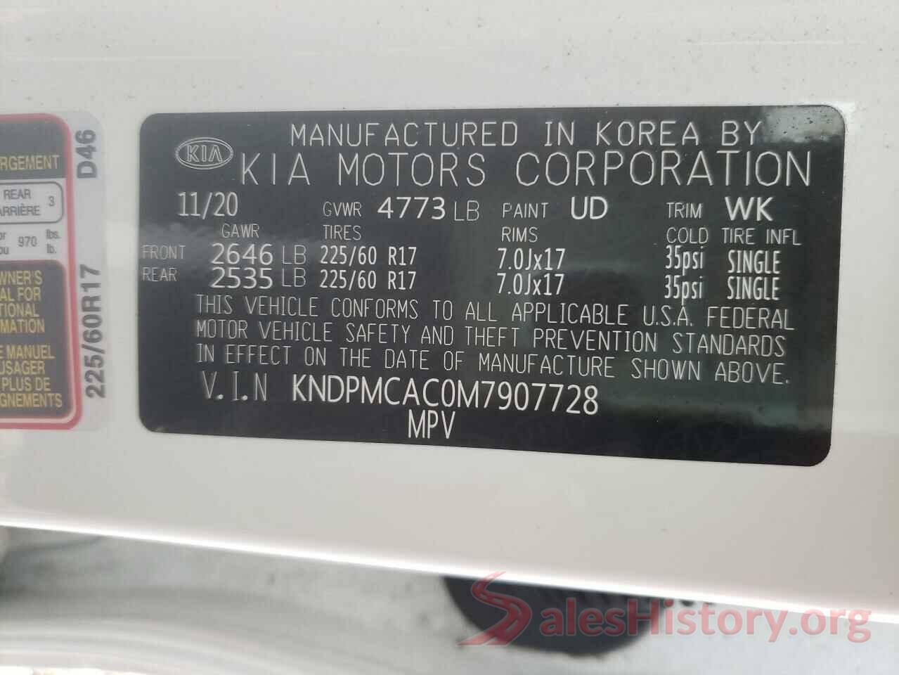 KNDPMCAC0M7907728 2021 KIA SPORTAGE