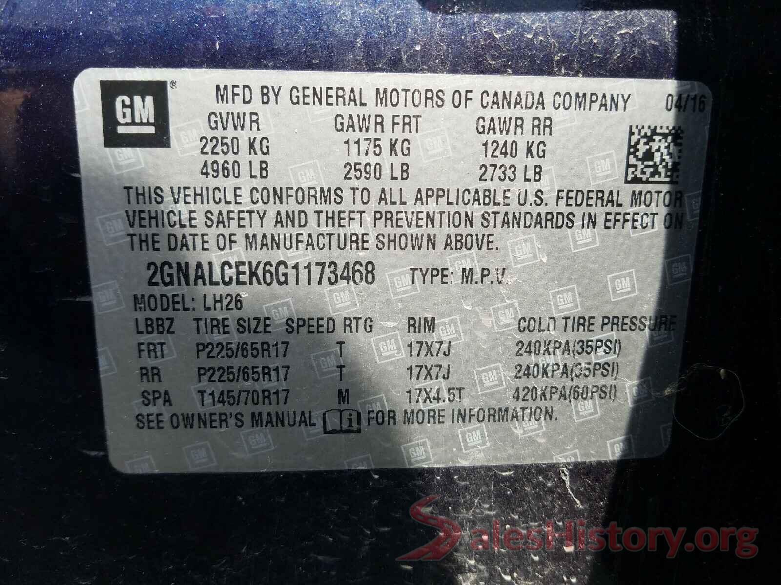 2GNALCEK6G1173468 2016 CHEVROLET EQUINOX