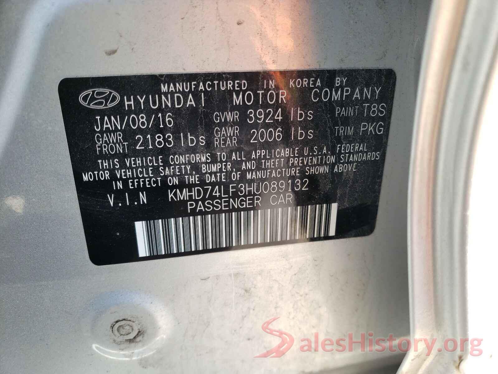 KMHD74LF3HU089132 2017 HYUNDAI ELANTRA