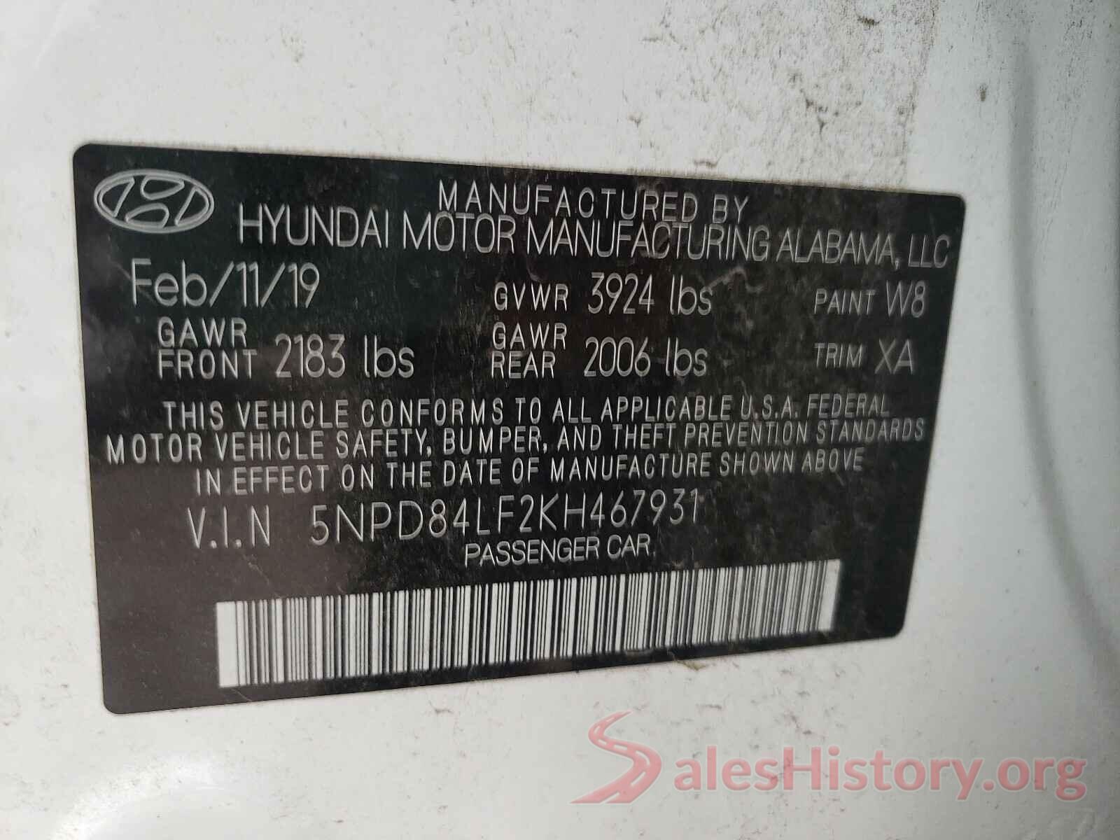 5NPD84LF2KH467931 2019 HYUNDAI ELANTRA