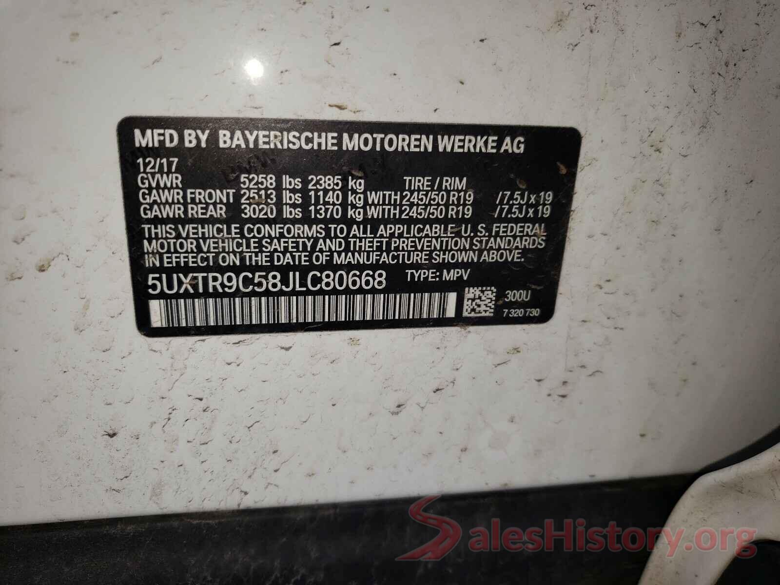 5UXTR9C58JLC80668 2018 BMW X3