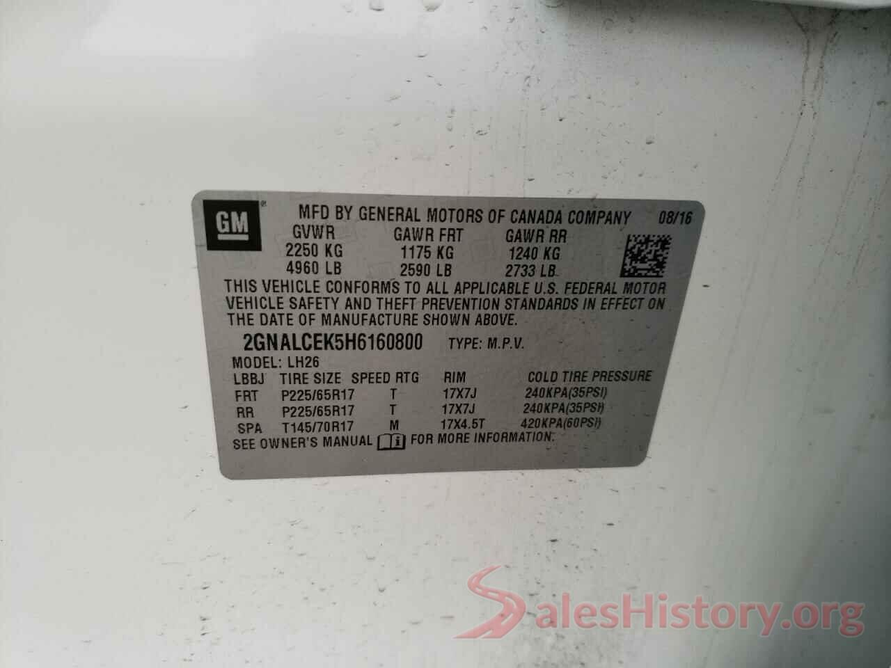 2GNALCEK5H6160800 2017 CHEVROLET EQUINOX