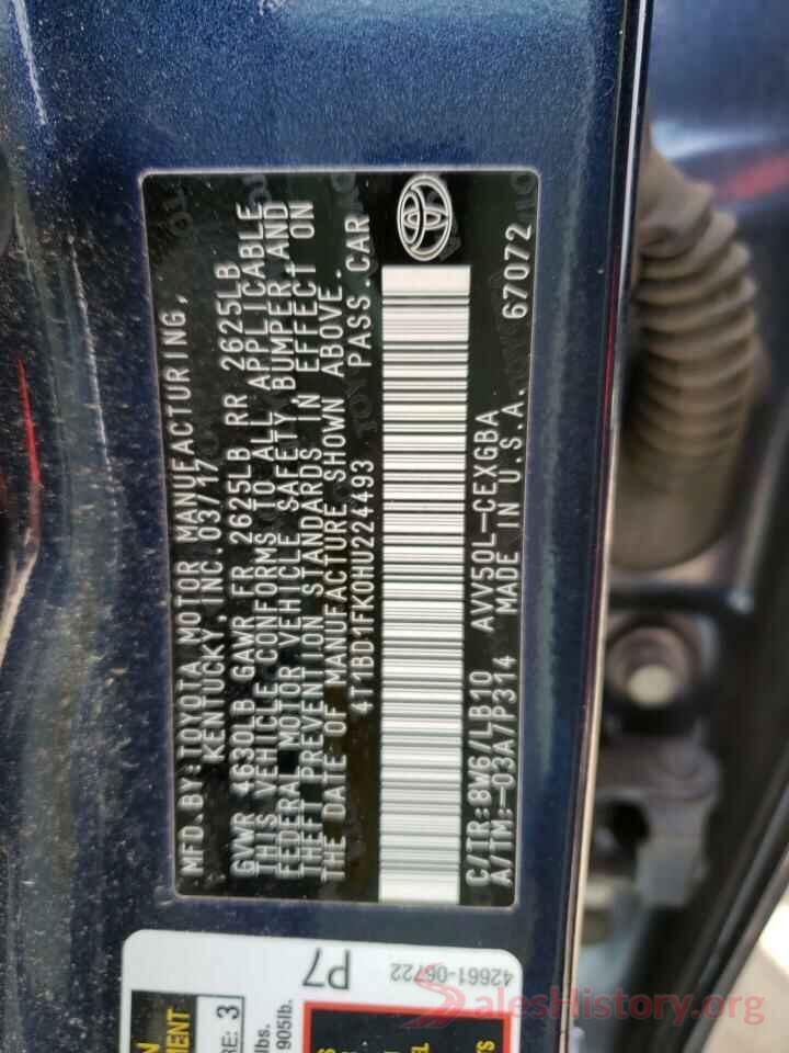 4T1BD1FK0HU224493 2017 TOYOTA CAMRY