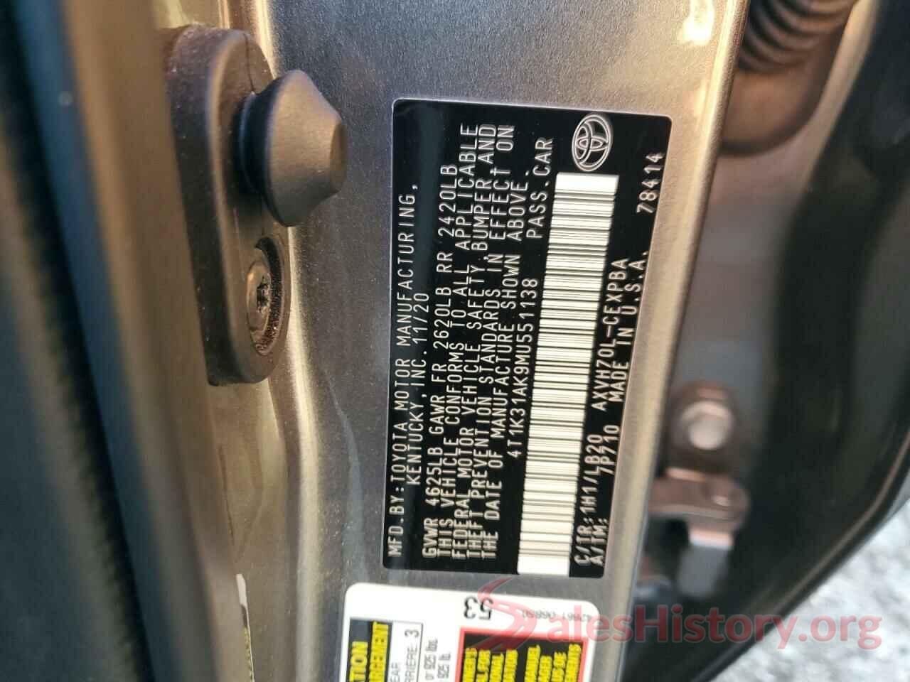 4T1K31AK9MU551138 2021 TOYOTA CAMRY