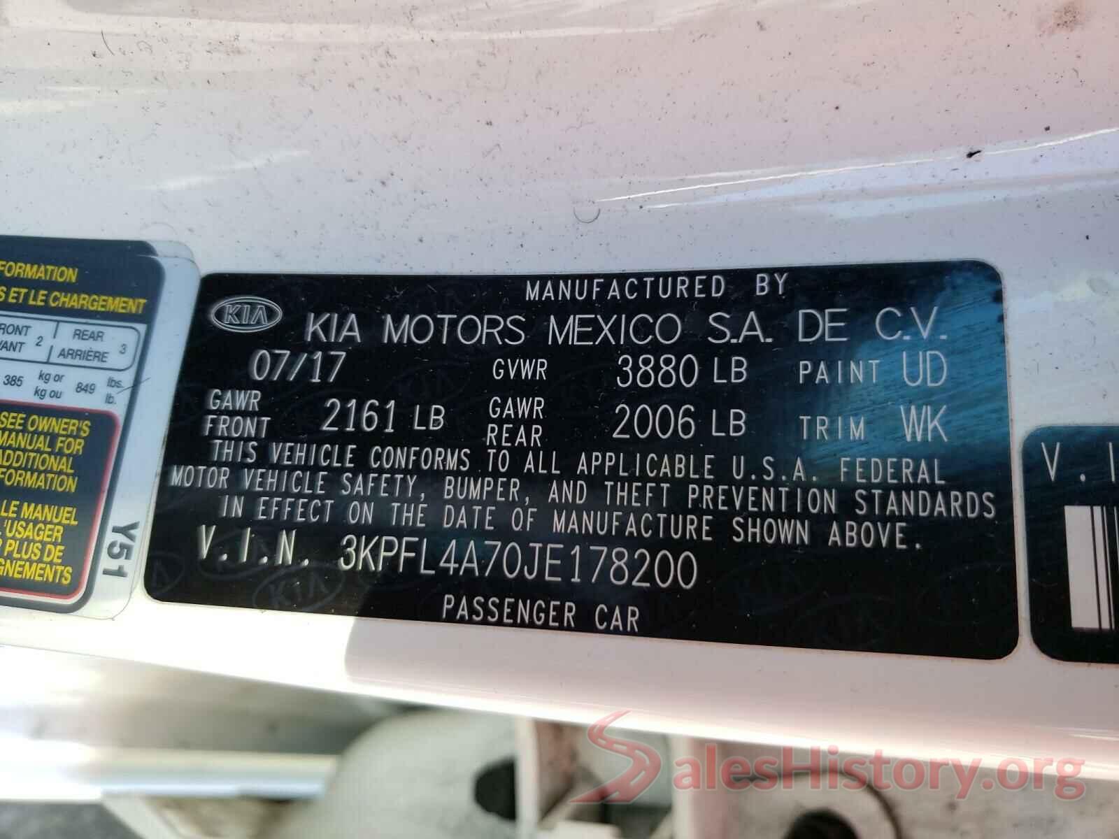 3KPFL4A70JE178200 2018 KIA FORTE