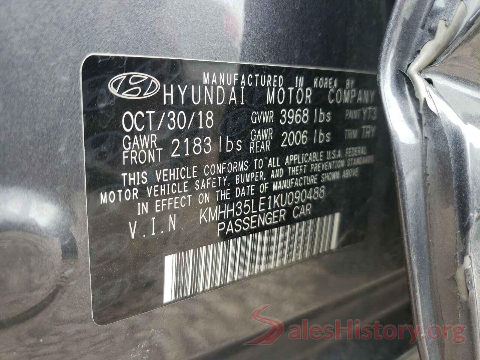 KMHH35LE1KU090488 2019 HYUNDAI ELANTRA