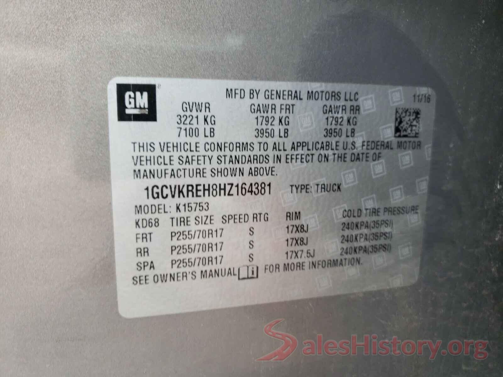 1GCVKREH8HZ164381 2017 CHEVROLET SILVERADO