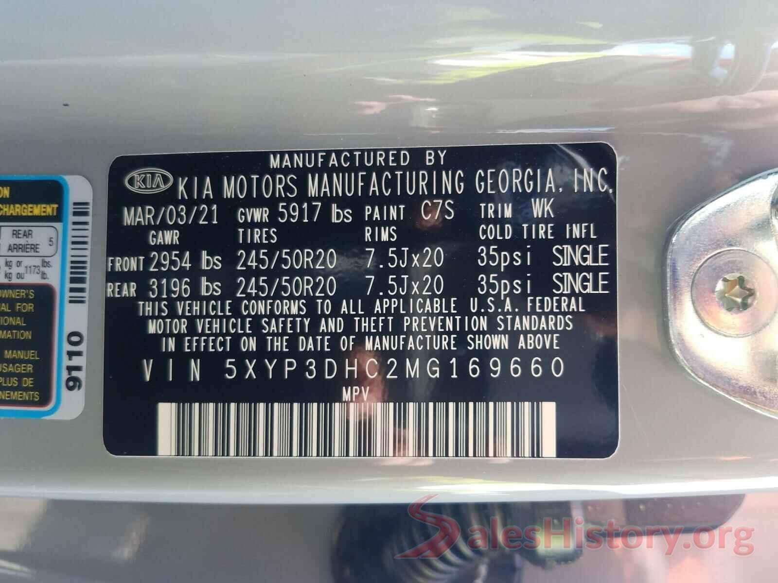 5XYP3DHC2MG169660 2021 KIA TELLURIDE