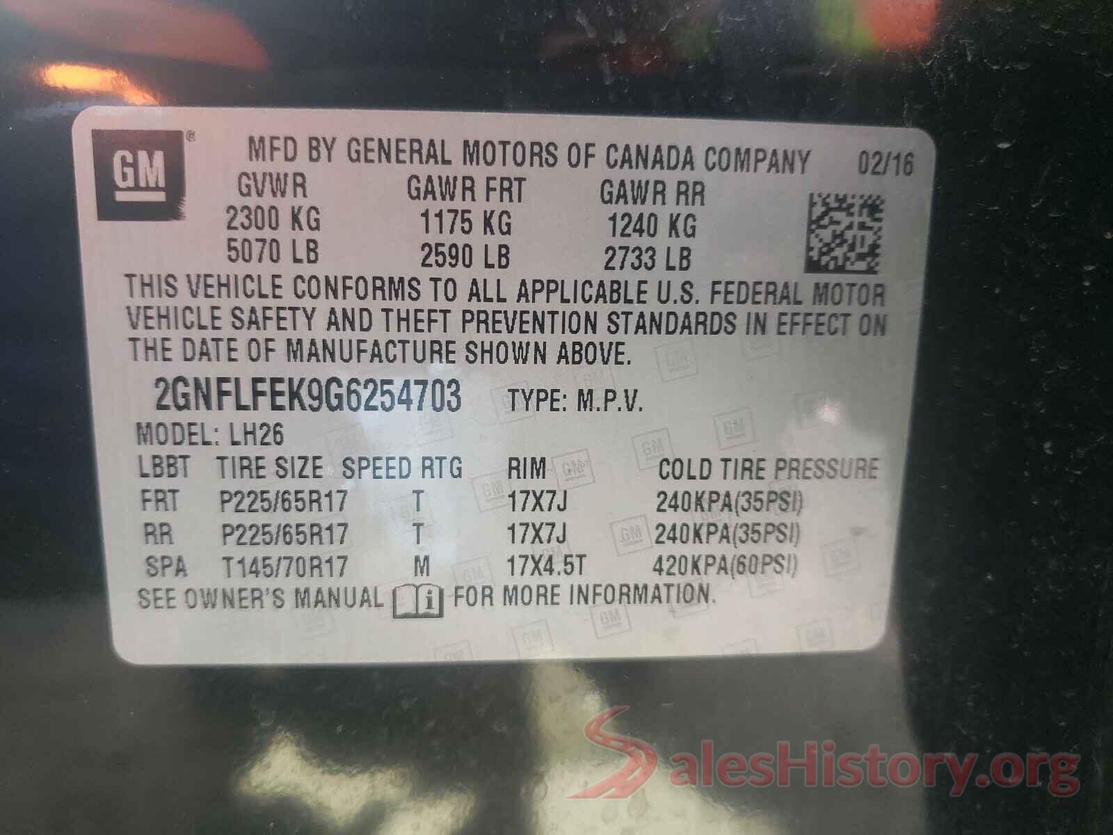 2GNFLFEK9G6254703 2016 CHEVROLET EQUINOX