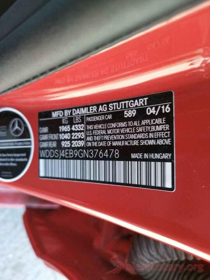 WDDSJ4EB9GN376478 2016 MERCEDES-BENZ CLA-CLASS