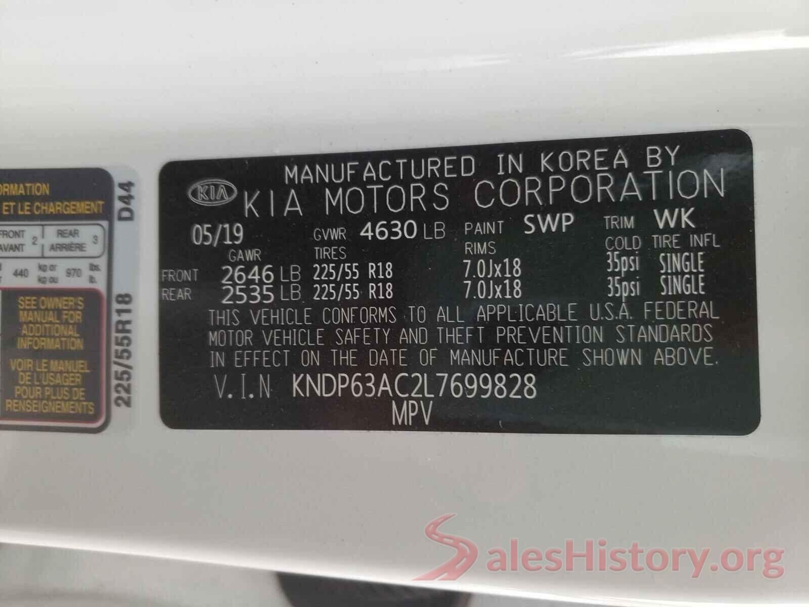 KNDP63AC2L7699828 2020 KIA SPORTAGE