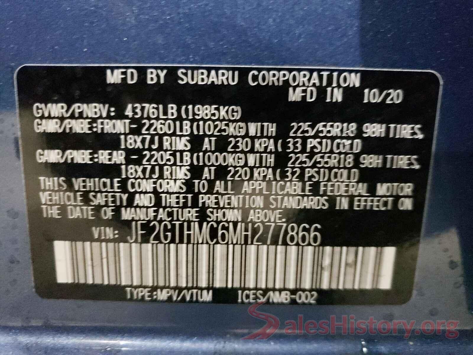 JF2GTHMC6MH277866 2021 SUBARU CROSSTREK