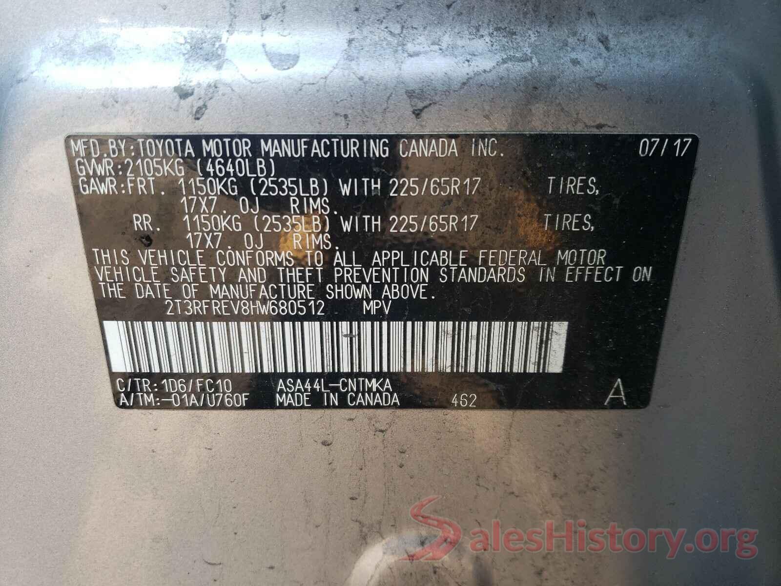 2T3RFREV8HW680512 2017 TOYOTA RAV4