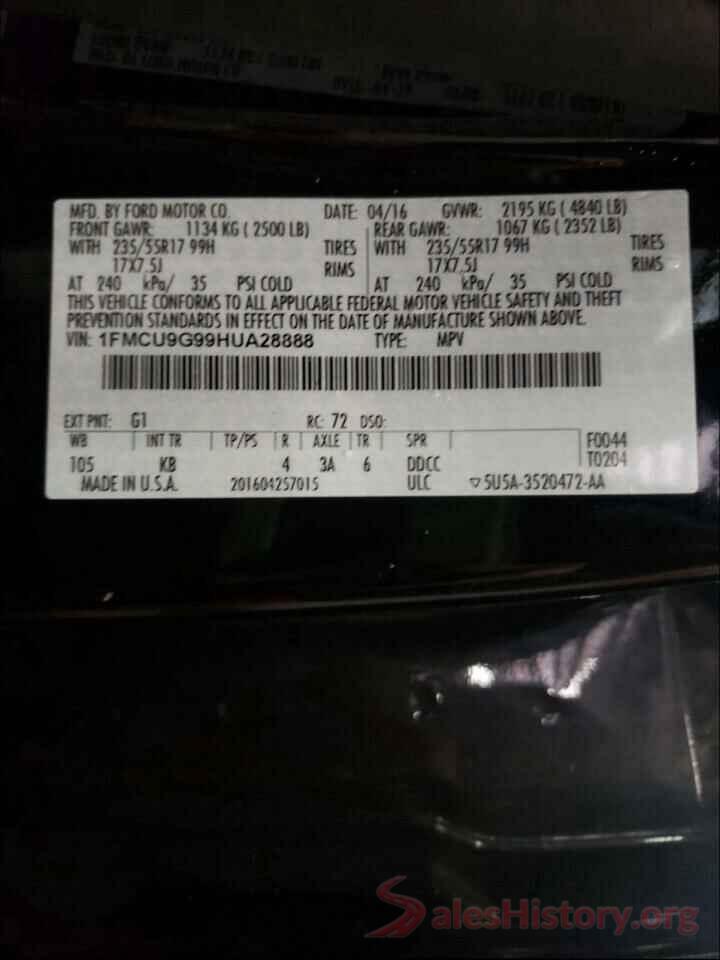 1FMCU9G99HUA28888 2017 FORD ESCAPE