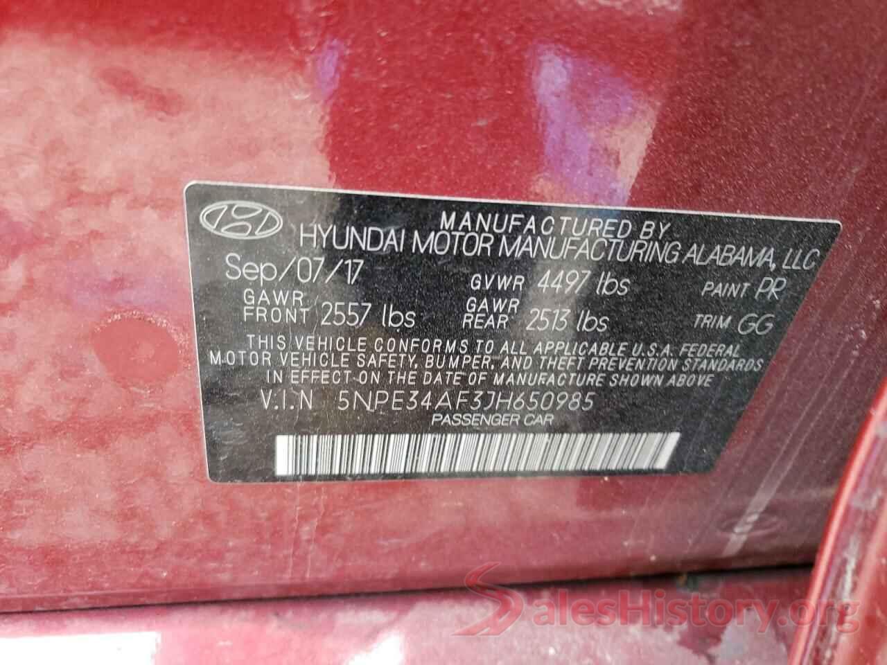 5NPE34AF3JH650985 2018 HYUNDAI SONATA