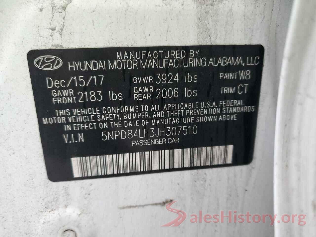 5NPD84LF3JH307510 2018 HYUNDAI ELANTRA