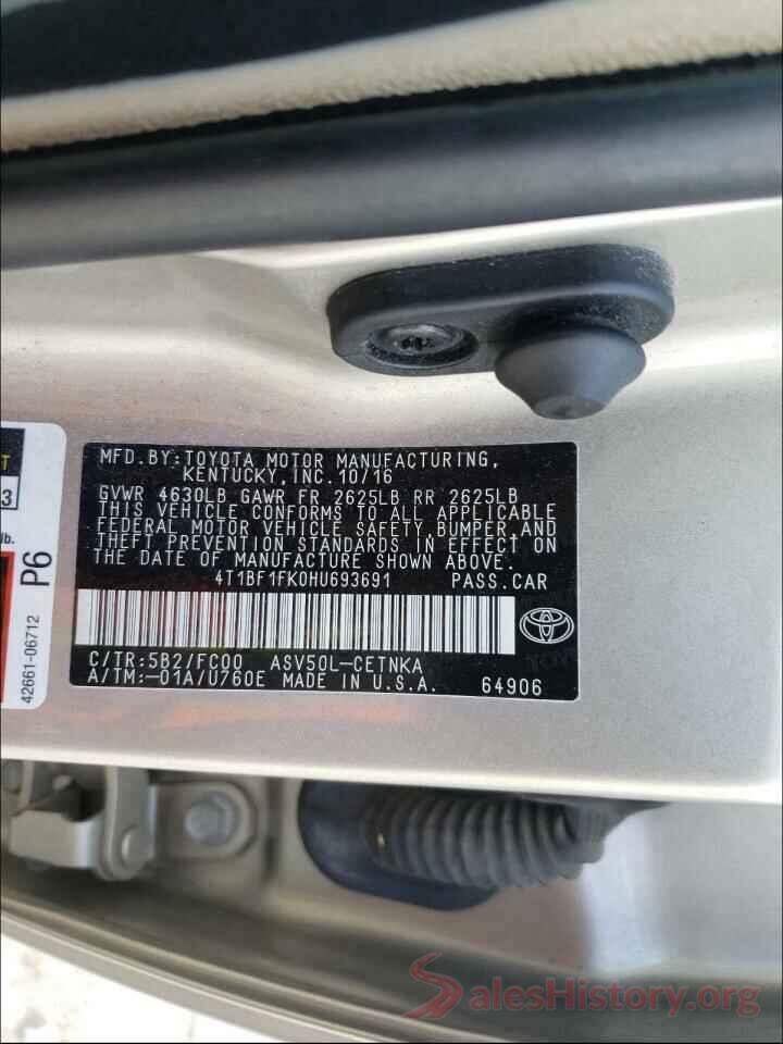 4T1BF1FK0HU693691 2017 TOYOTA CAMRY