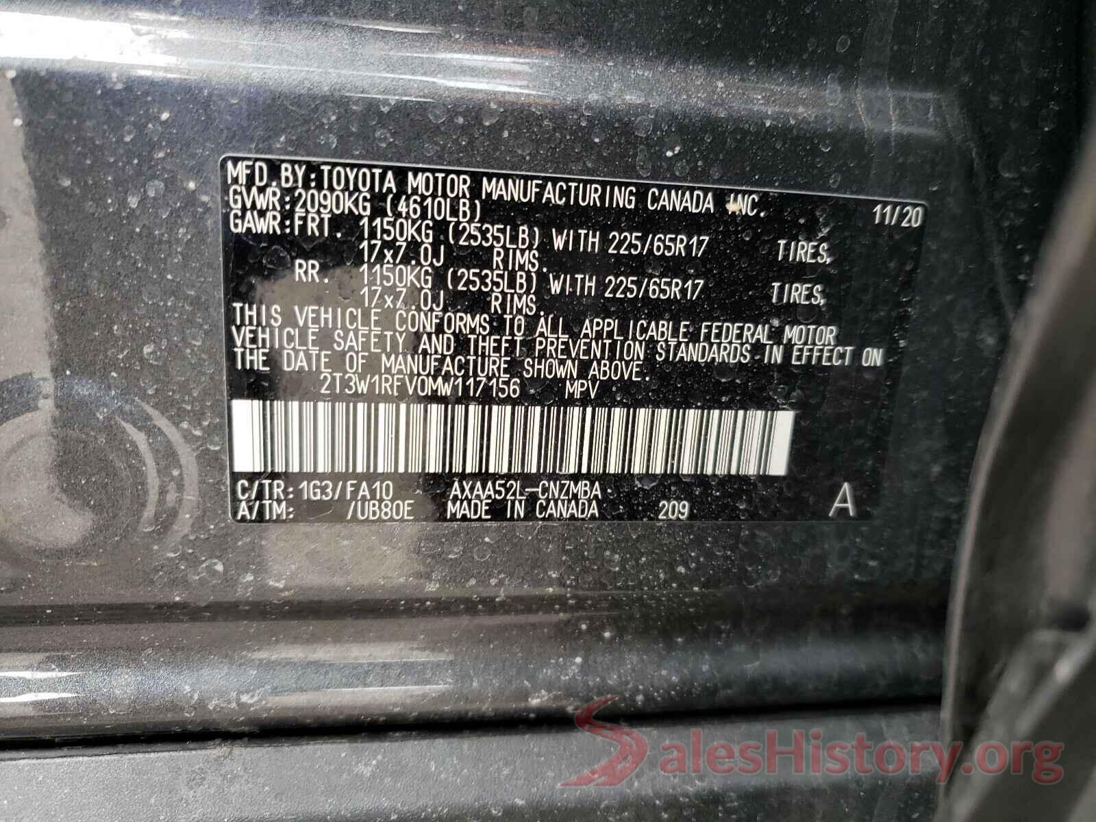 2T3W1RFV0MW117156 2021 TOYOTA RAV4