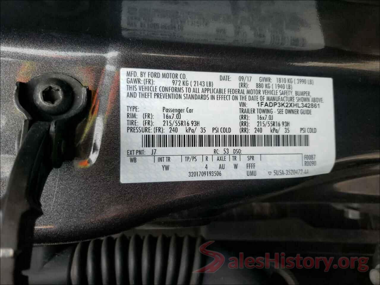 1FADP3K2XHL342861 2017 FORD FOCUS