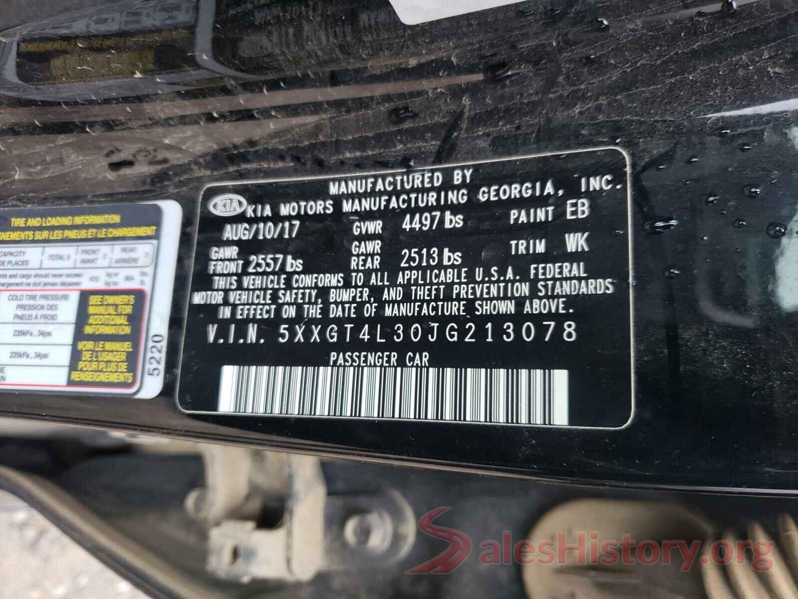 5XXGT4L30JG213078 2018 KIA OPTIMA