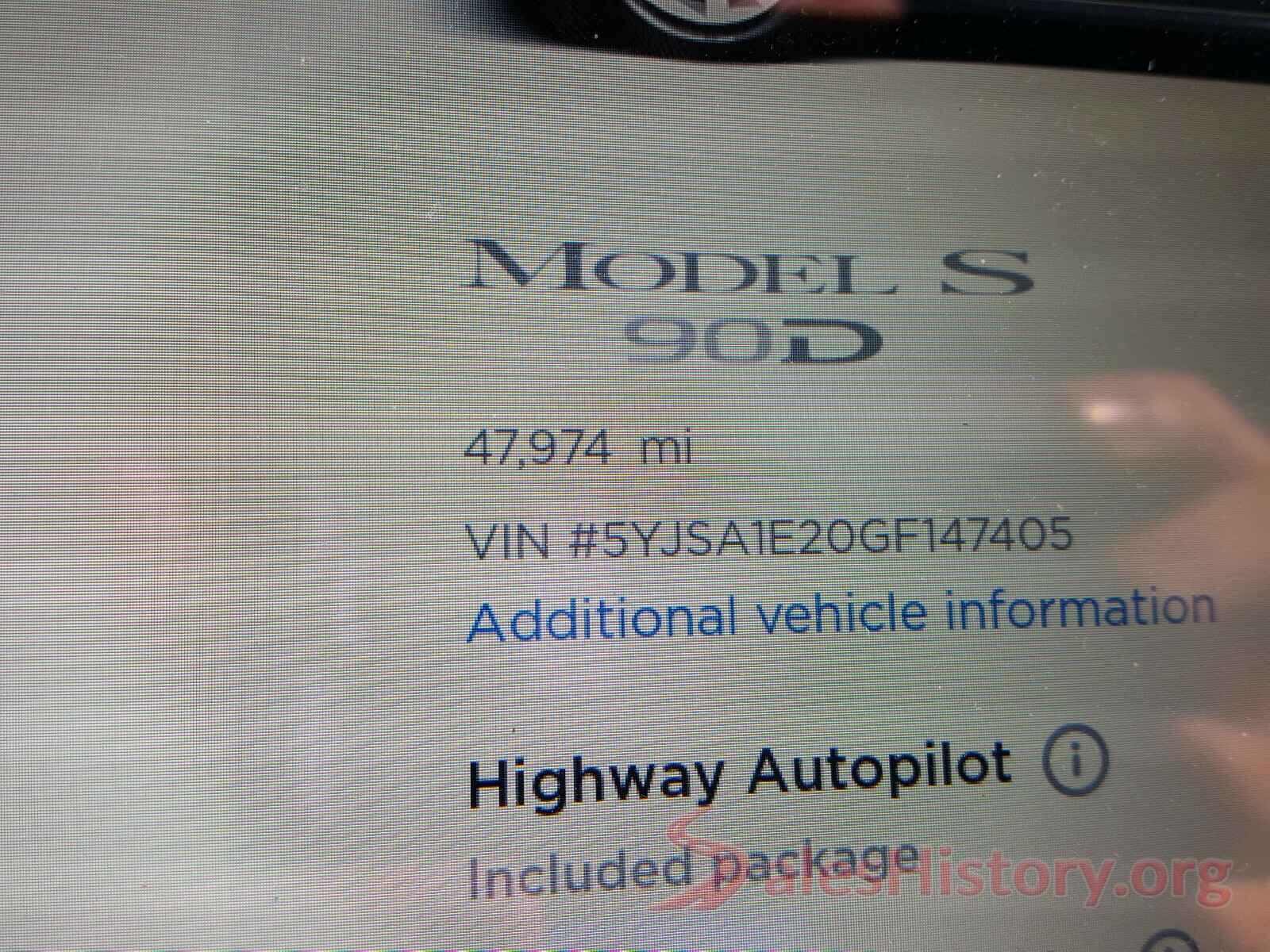 5YJSA1E20GF147405 2016 TESLA MODEL S