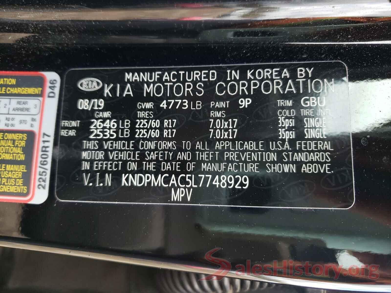 KNDPMCAC5L7748929 2020 KIA SPORTAGE