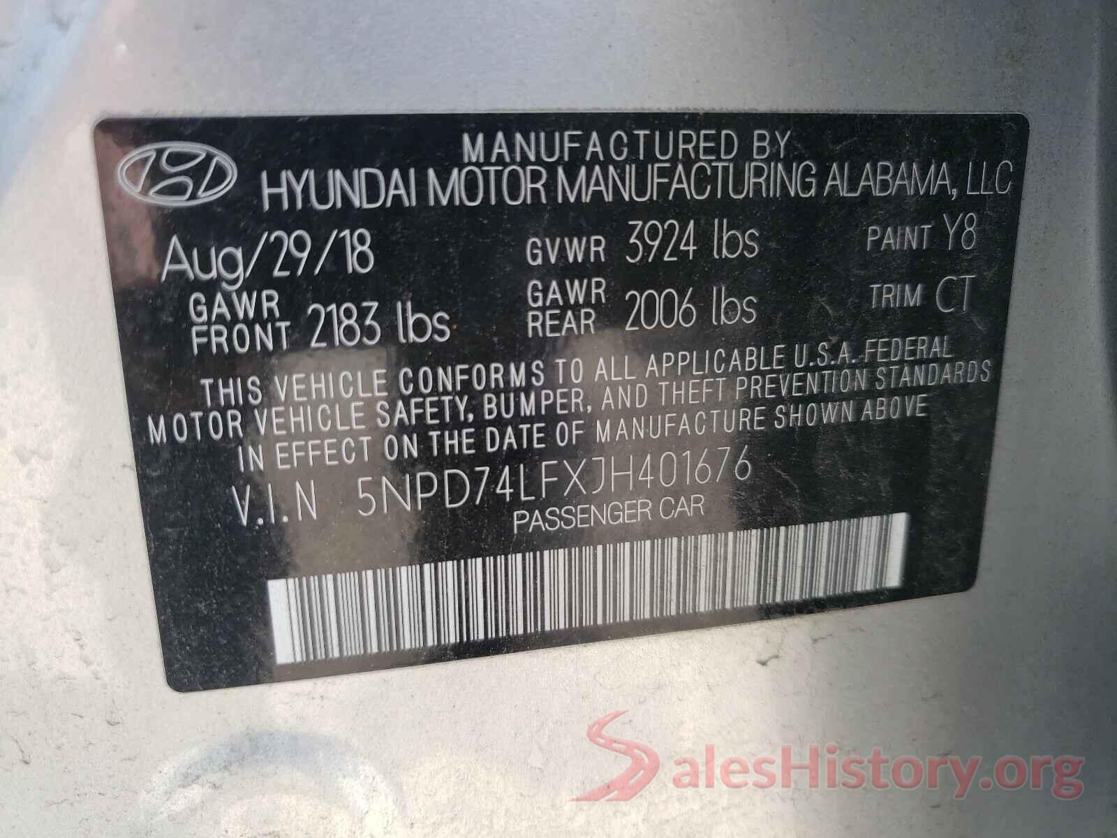 5NPD74LFXJH401676 2018 HYUNDAI ELANTRA