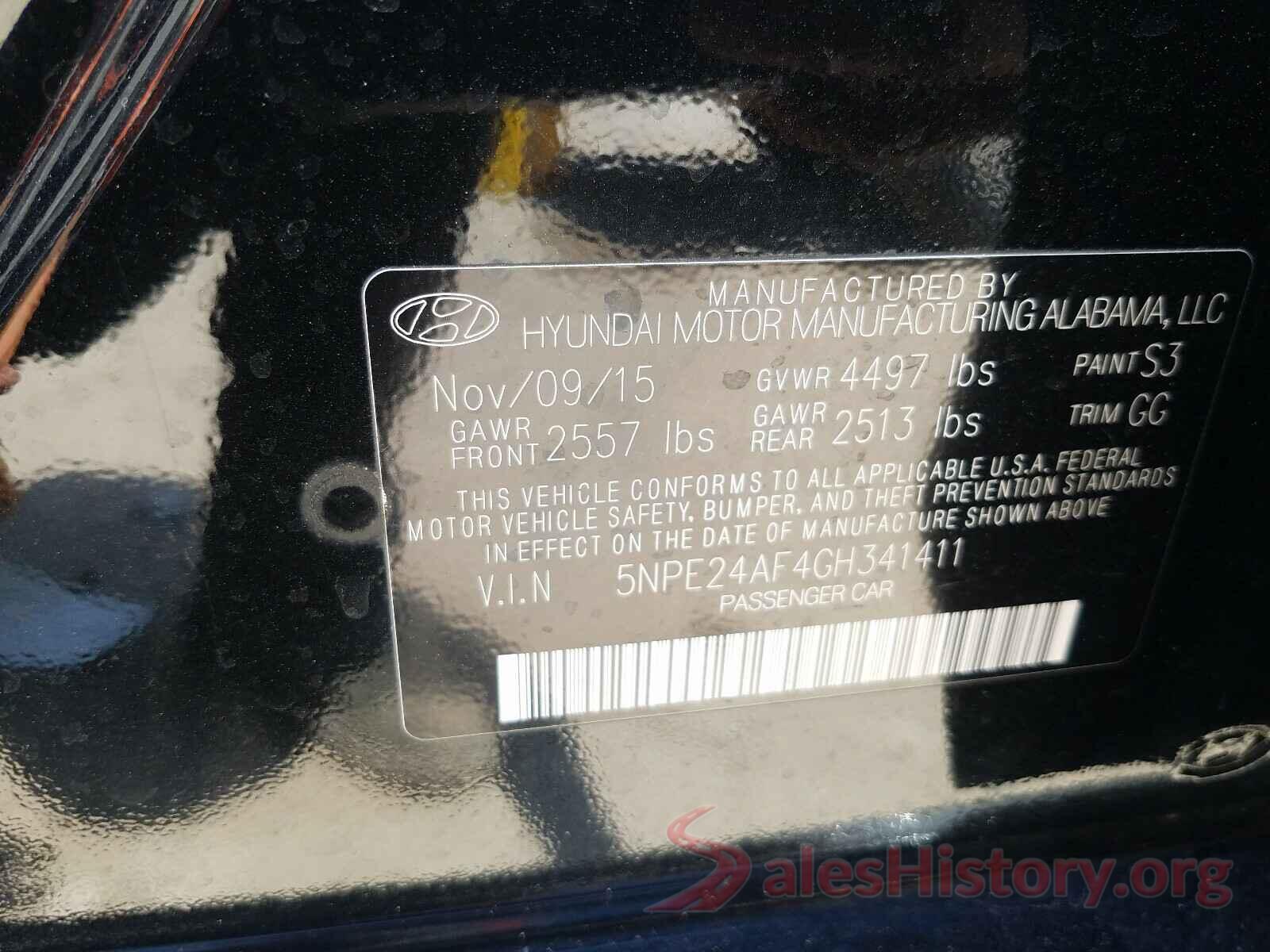 5NPE24AF4GH341411 2016 HYUNDAI SONATA