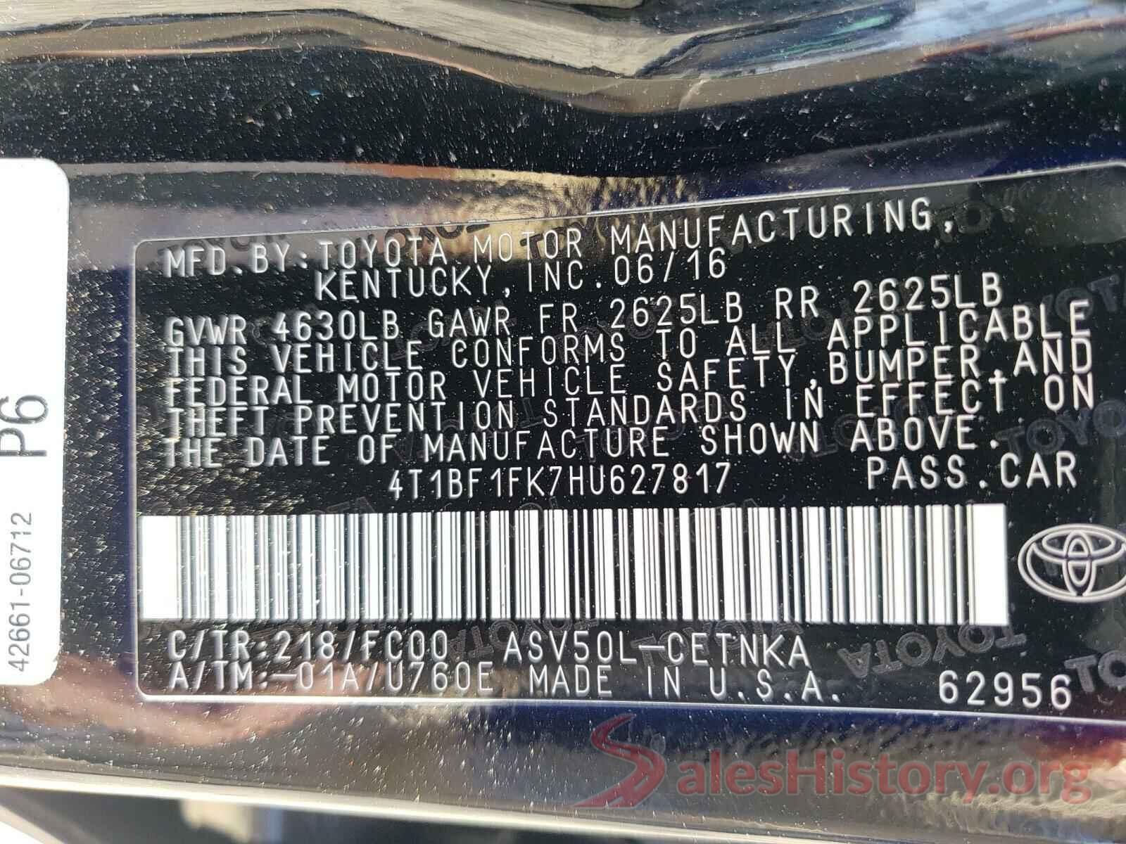 4T1BF1FK7HU627817 2017 TOYOTA CAMRY