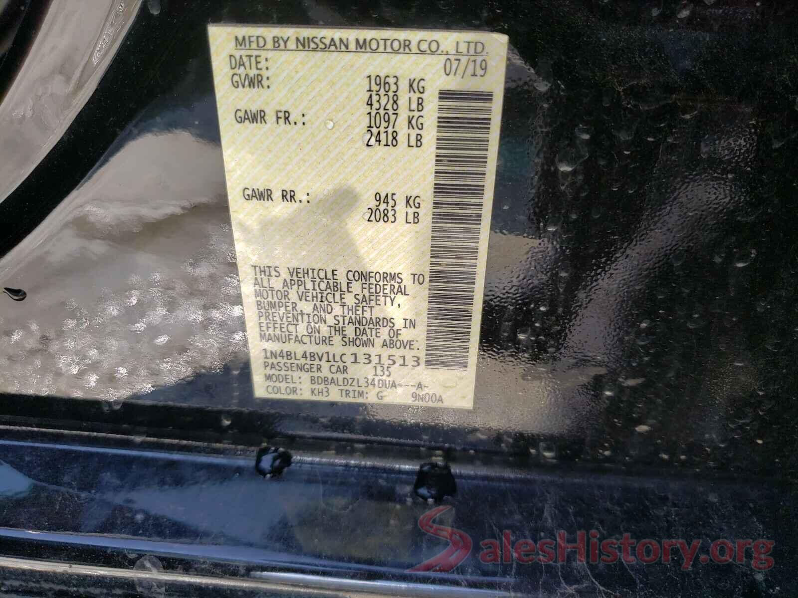 1N4BL4BV1LC131513 2020 NISSAN ALTIMA