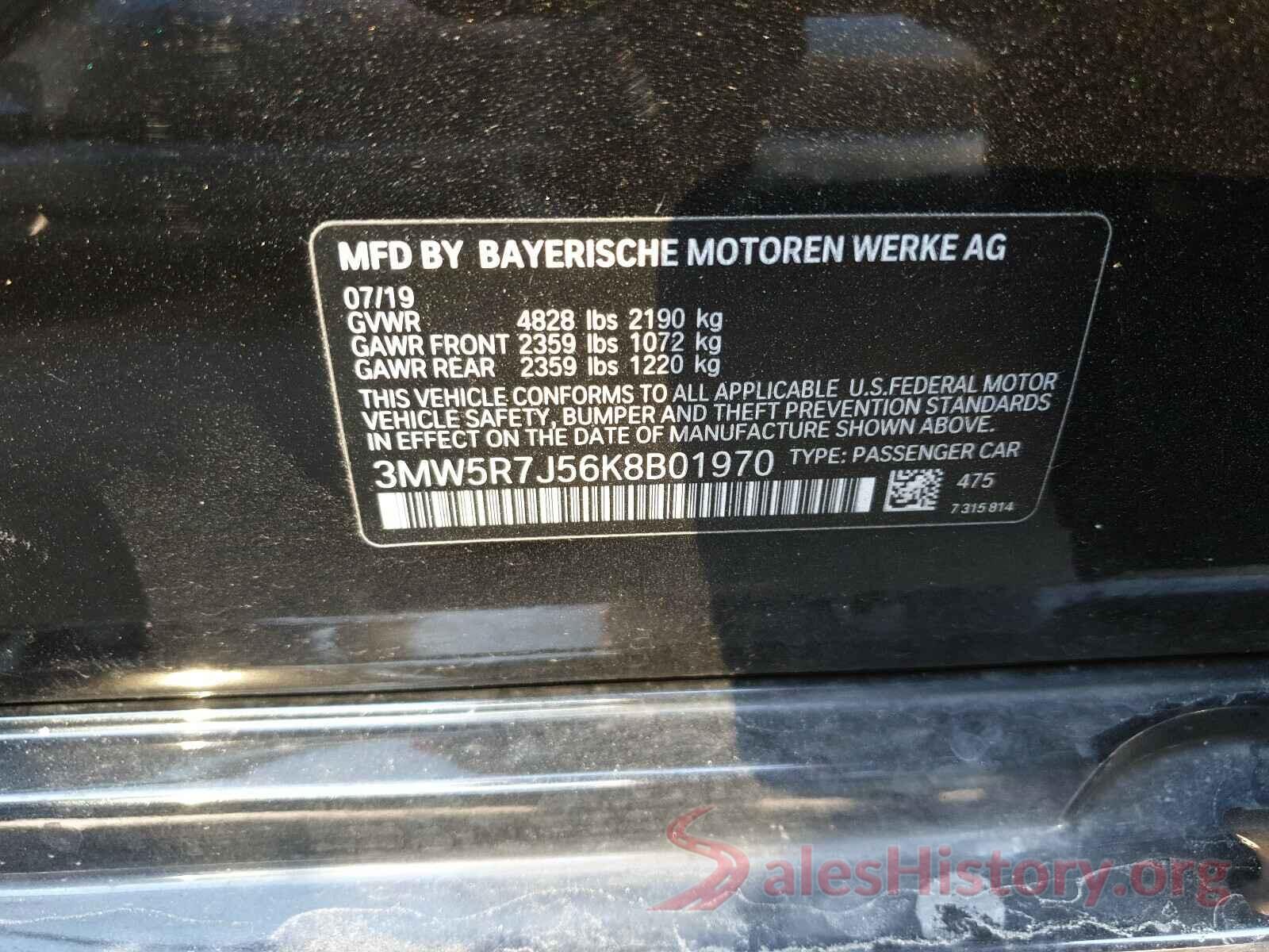 3MW5R7J56K8B01970 2019 BMW 3 SERIES